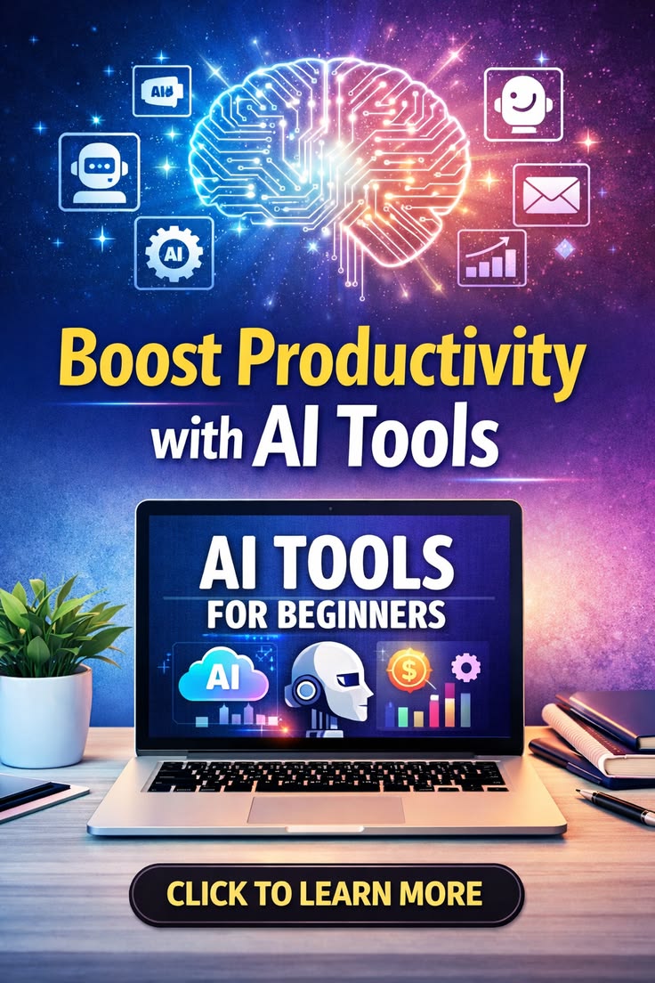 Laptop showing AI productivity tools – AI tools to boost productivity 2026